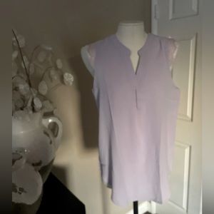 Lilac sleeveless lace trim blouse